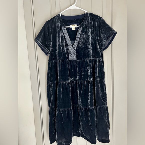 Anthro Maeve Harper Velvet Tunic Dress Blue Size Medium - Picture 2 of 11